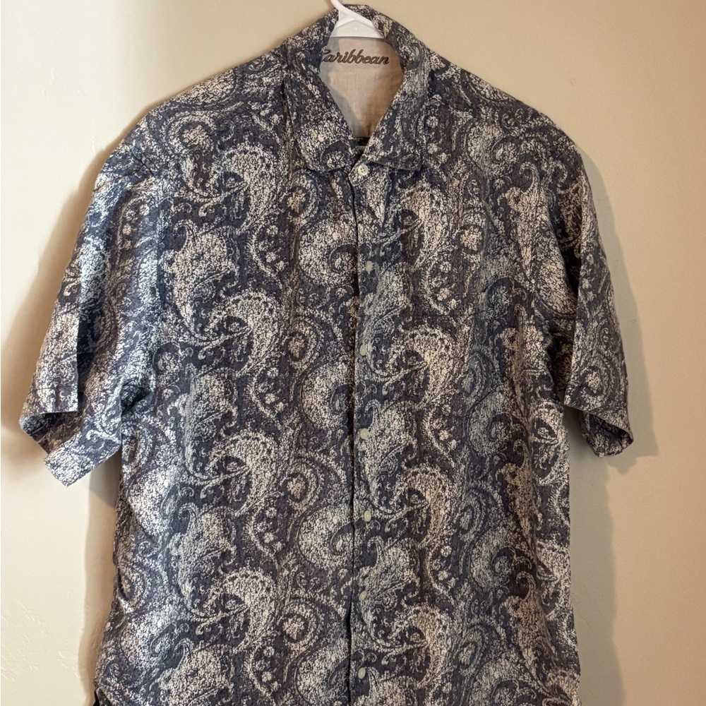 Caribbean Navy and Cream Paisley Men's Shirt